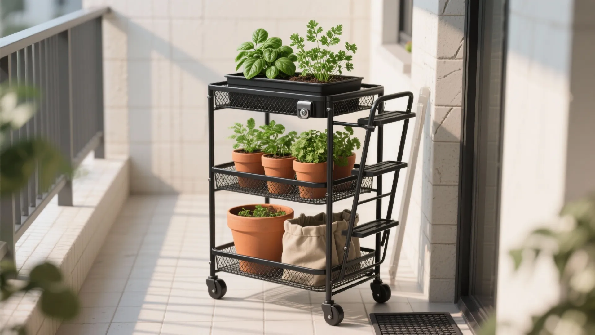 Tiered Carts + Folding Ladder Shelves