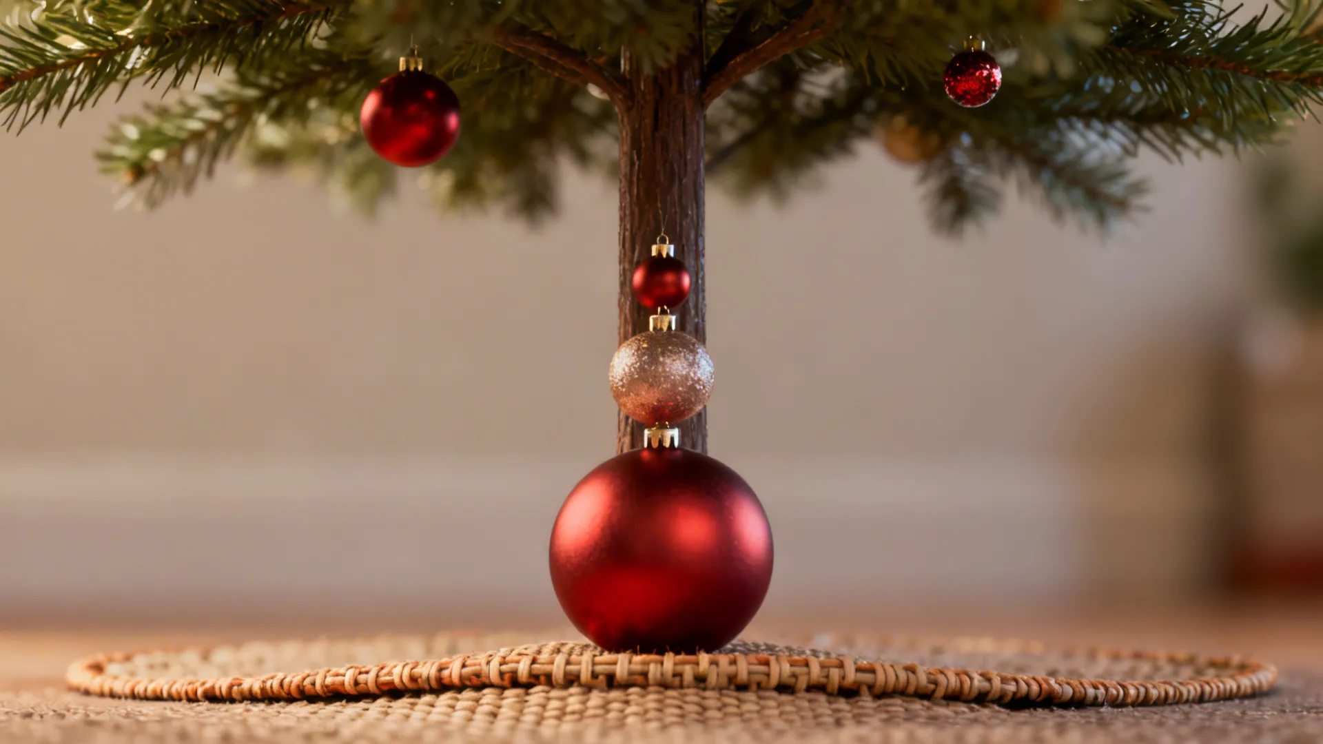 5. Tiered Small Ornaments & Slim Tree Skirt