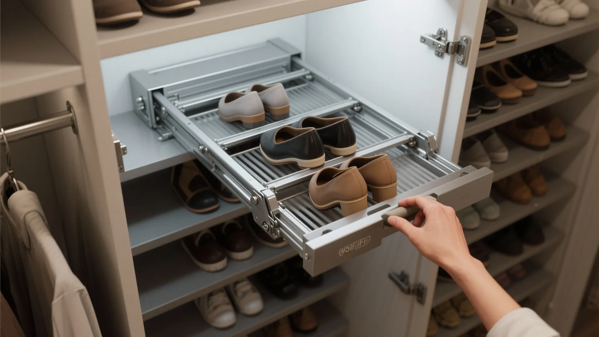 4. Tiered Pull-Down Frames — Deep Storage, Easy Reach