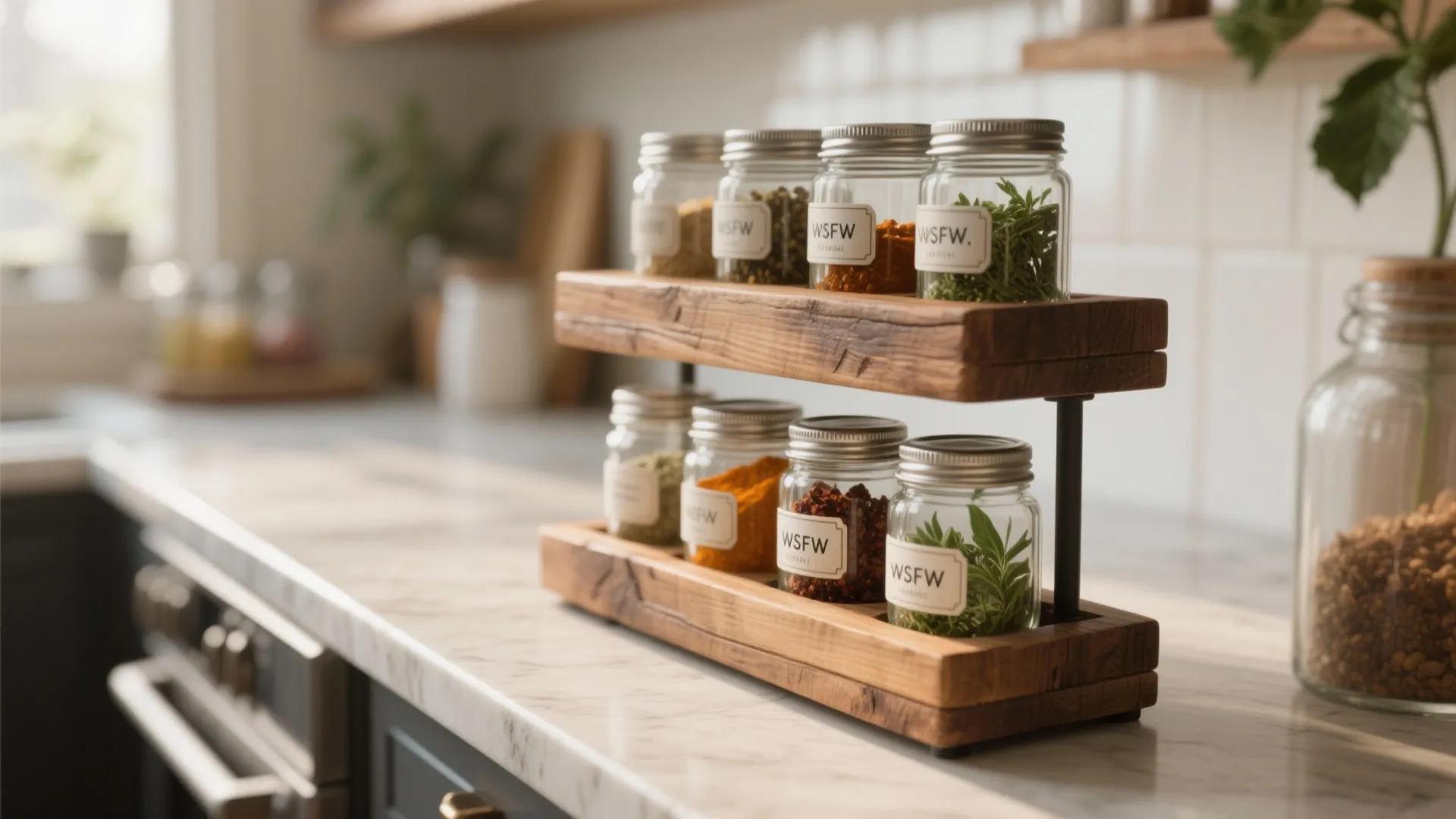 2. Tiered risers and spice shelves — make small footprints work harder