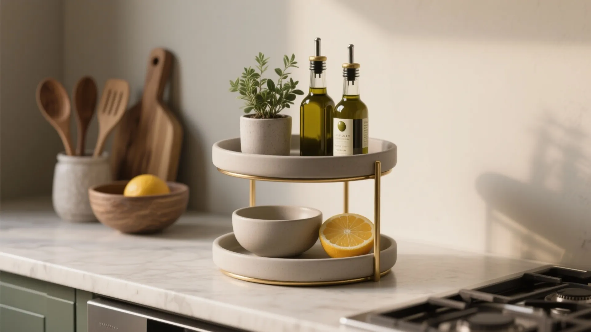 Minimalist Tiered Trays and Trayscapes