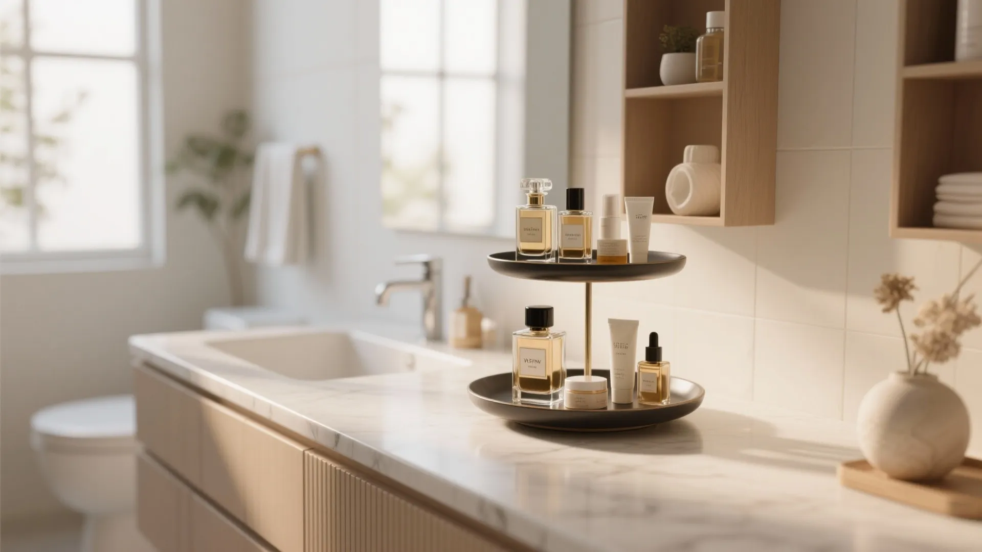 1. Tiered Trays for Vertical Storage