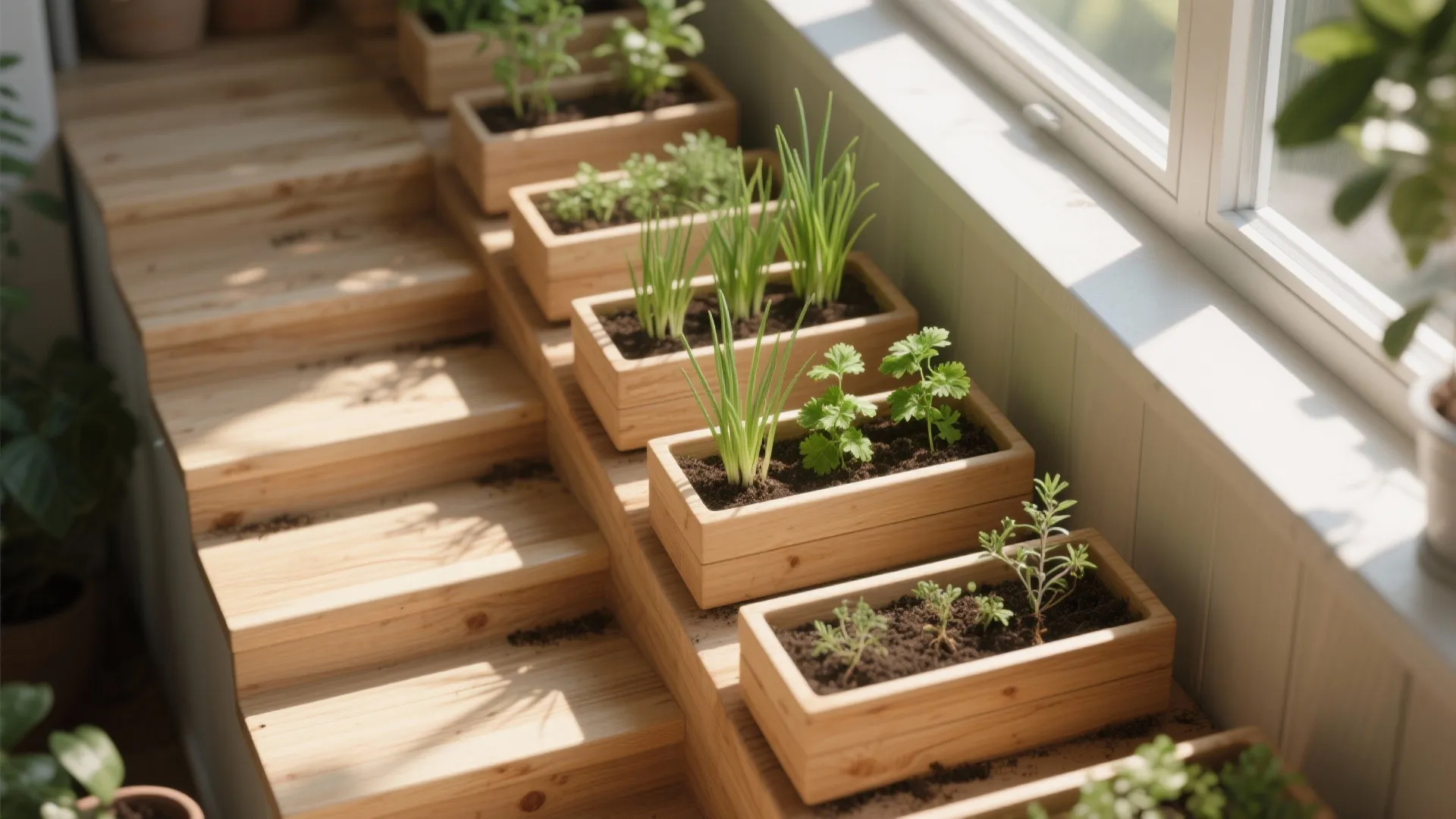 2. Tiered windowsill trays — stack toward the sun