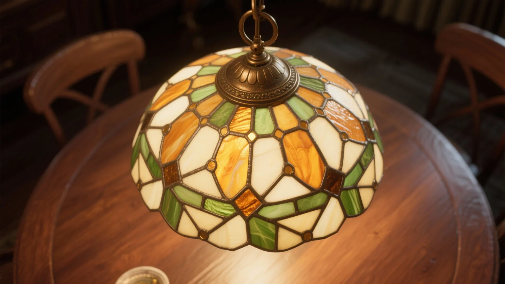 1. Classic Tiffany Pendant Over a Round Table