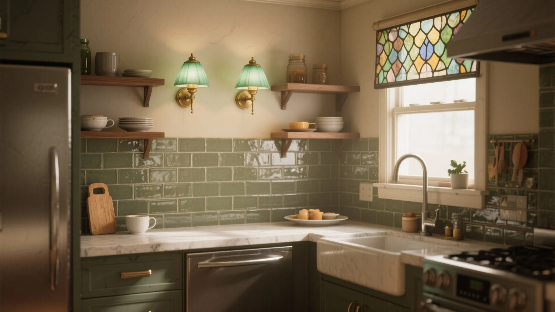 3. Layered lighting in a compact kitchen
