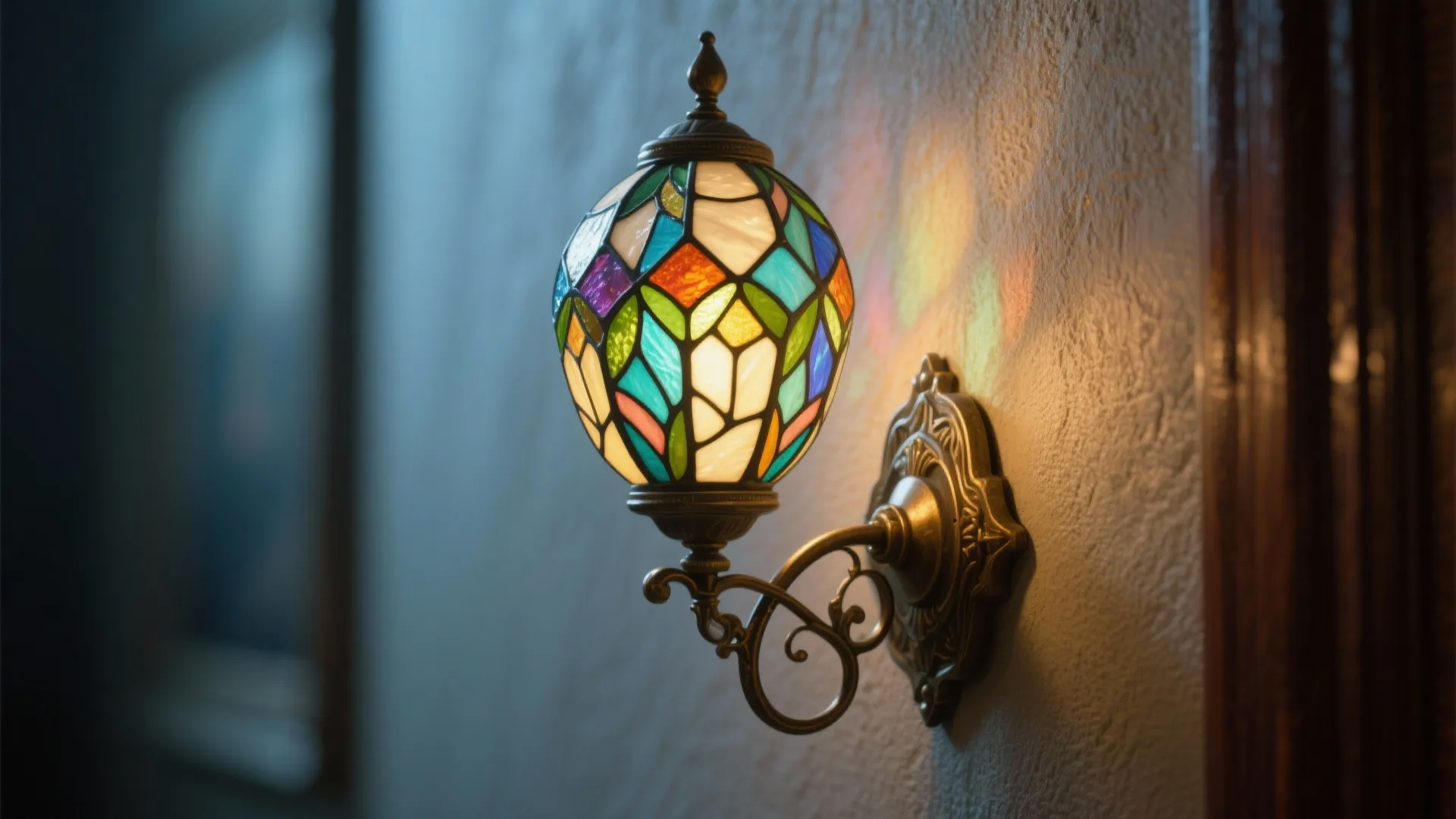 1. Use a single bold Tiffany sconce as a focal point