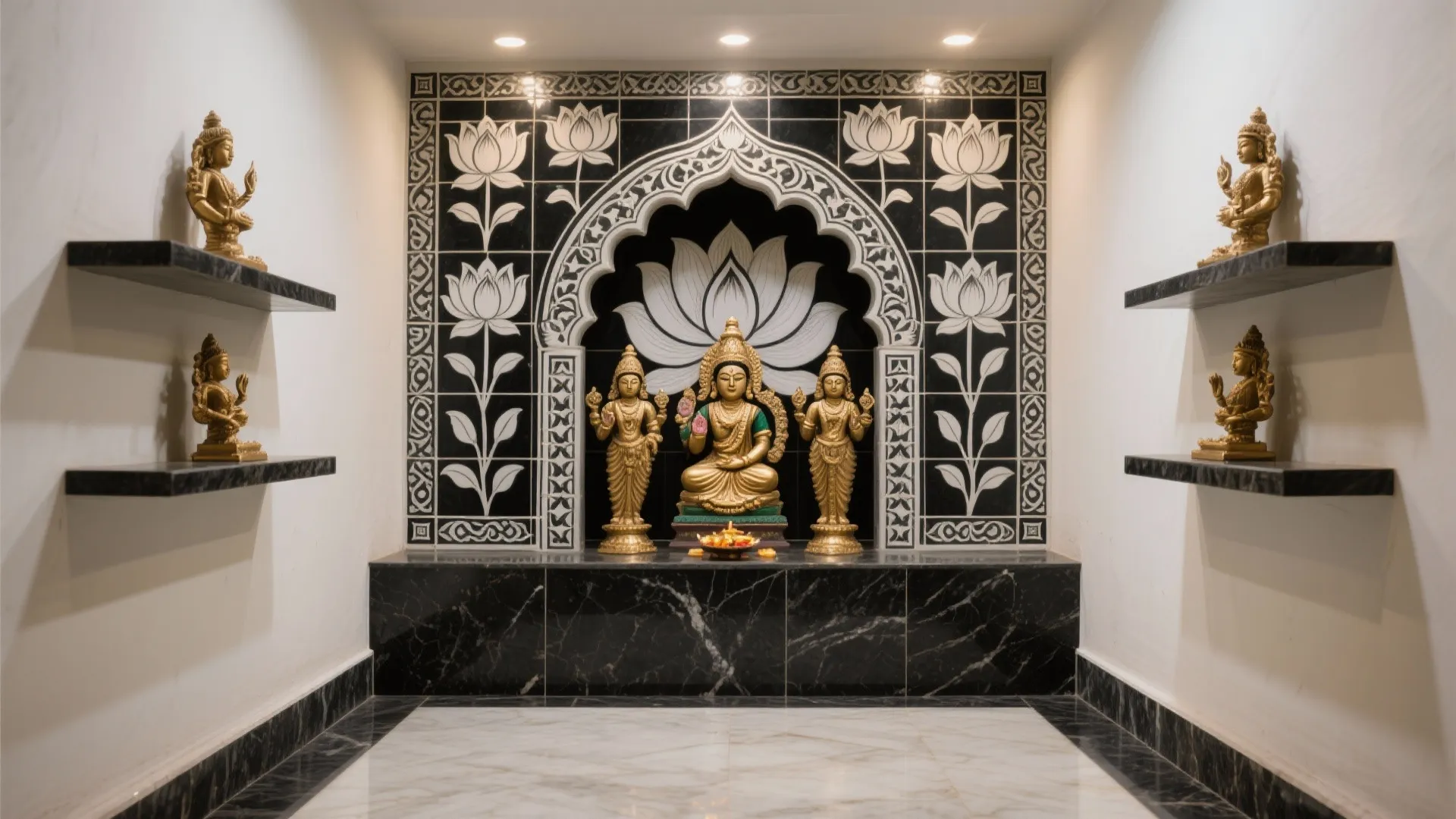 Traditional Tile Backdrop and Granite Plinth