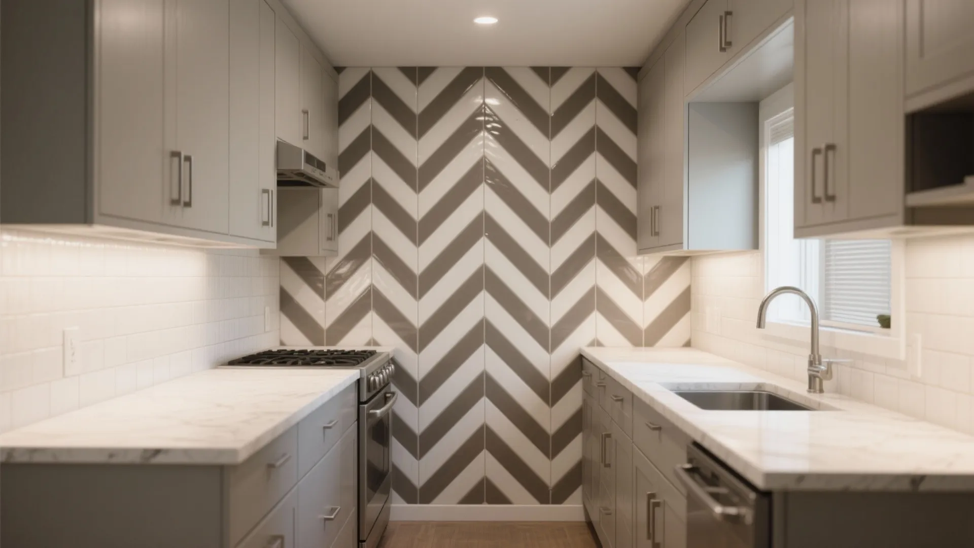 Zigzag Tile Backsplash or Wainscot for Easy-Clean Drama