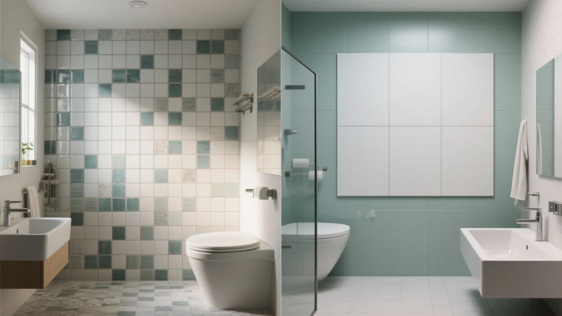 Large-format tiles to minimize grout and visual noise