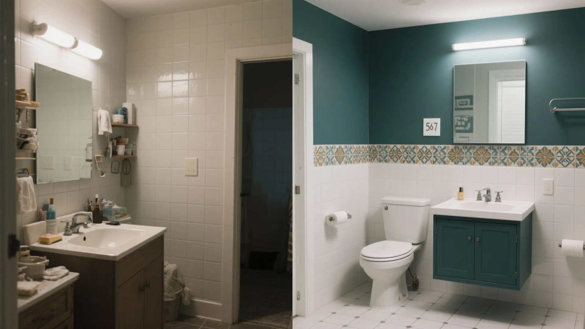 Tile strategy: mid-wall height and a statement zone