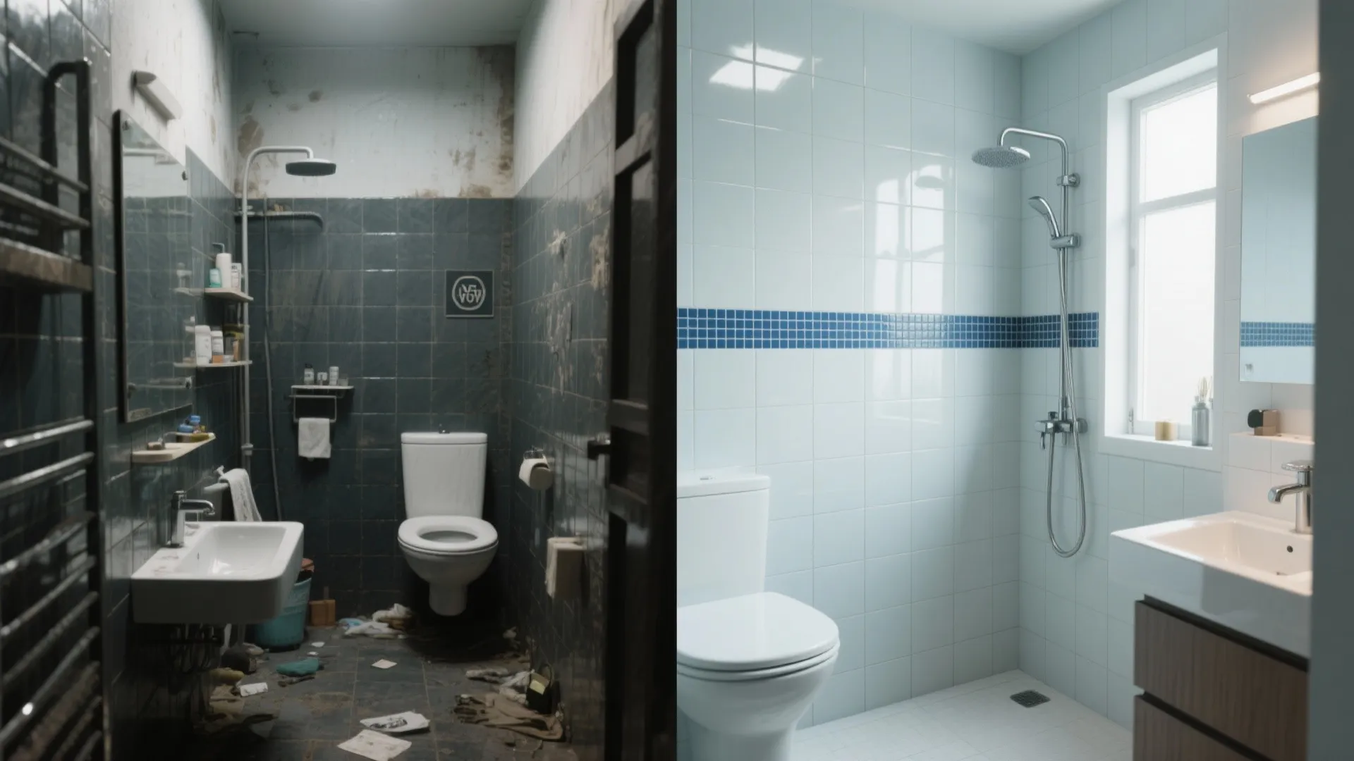 5. Light-colored tiles with a single bold accent