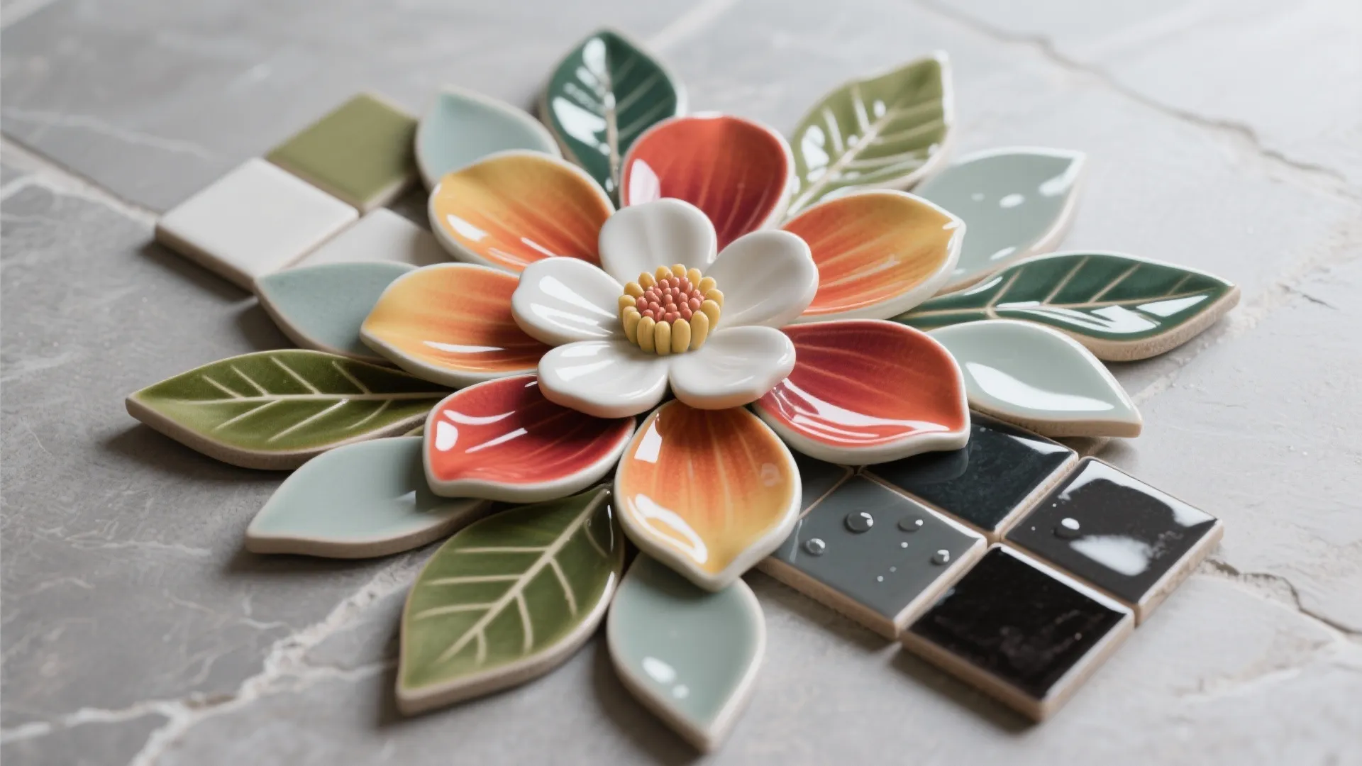 Glazed Tile Mosaic Blooms