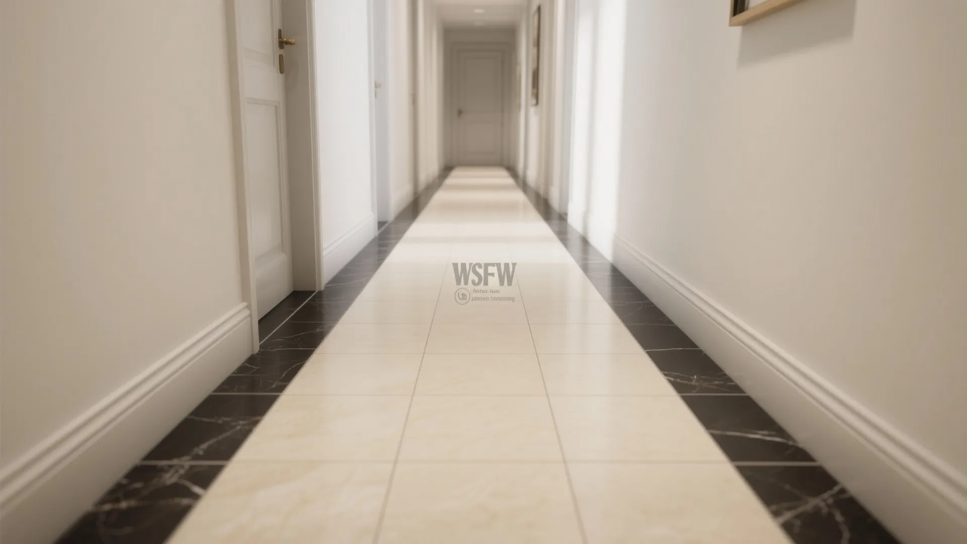 Borders and tile “runners” to define the passage