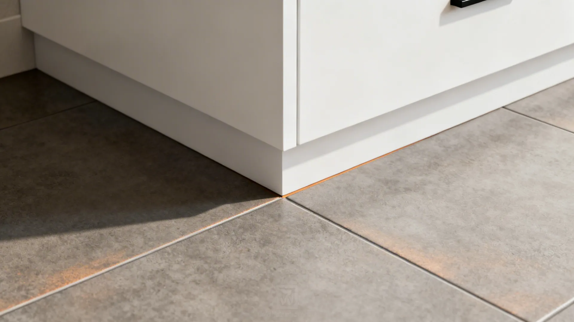 Warm Grey Floors with White Slab Fronts