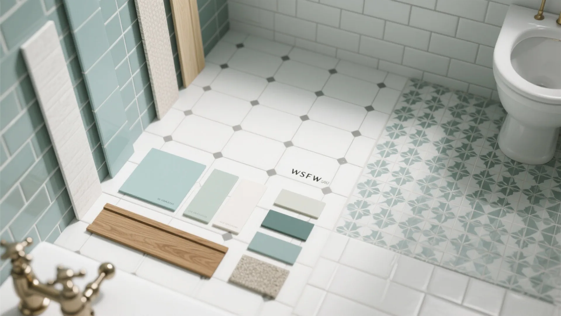 4. Keep tile and color cohesive — one pattern, multiple scales