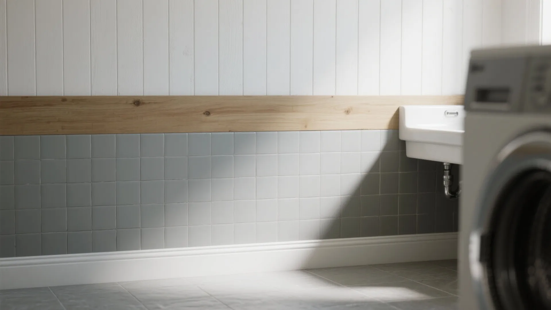 3. Painted Contrast Wall + Durable Tile Base