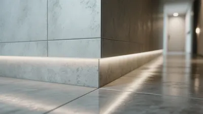 Modern Hallway with Concrete Tiles and LED Strip Lighting