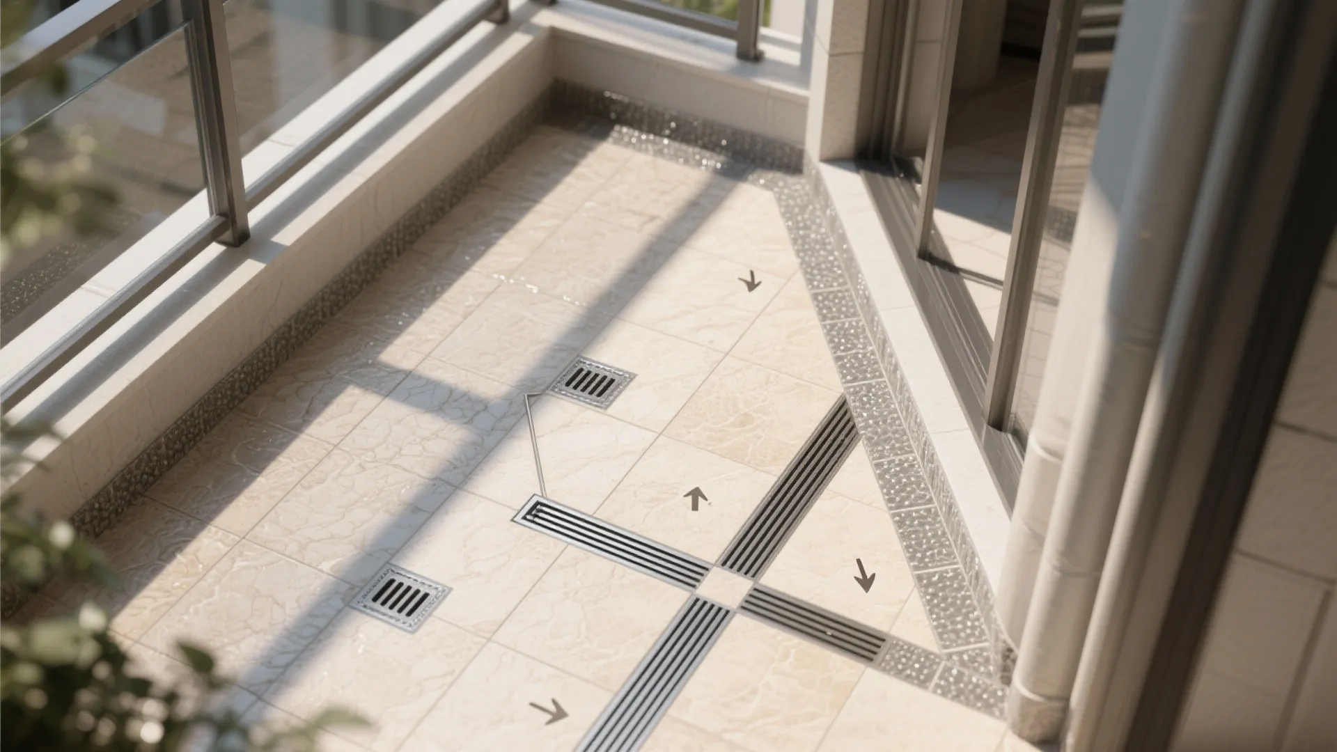 Textured porcelain and drainage details that save the day