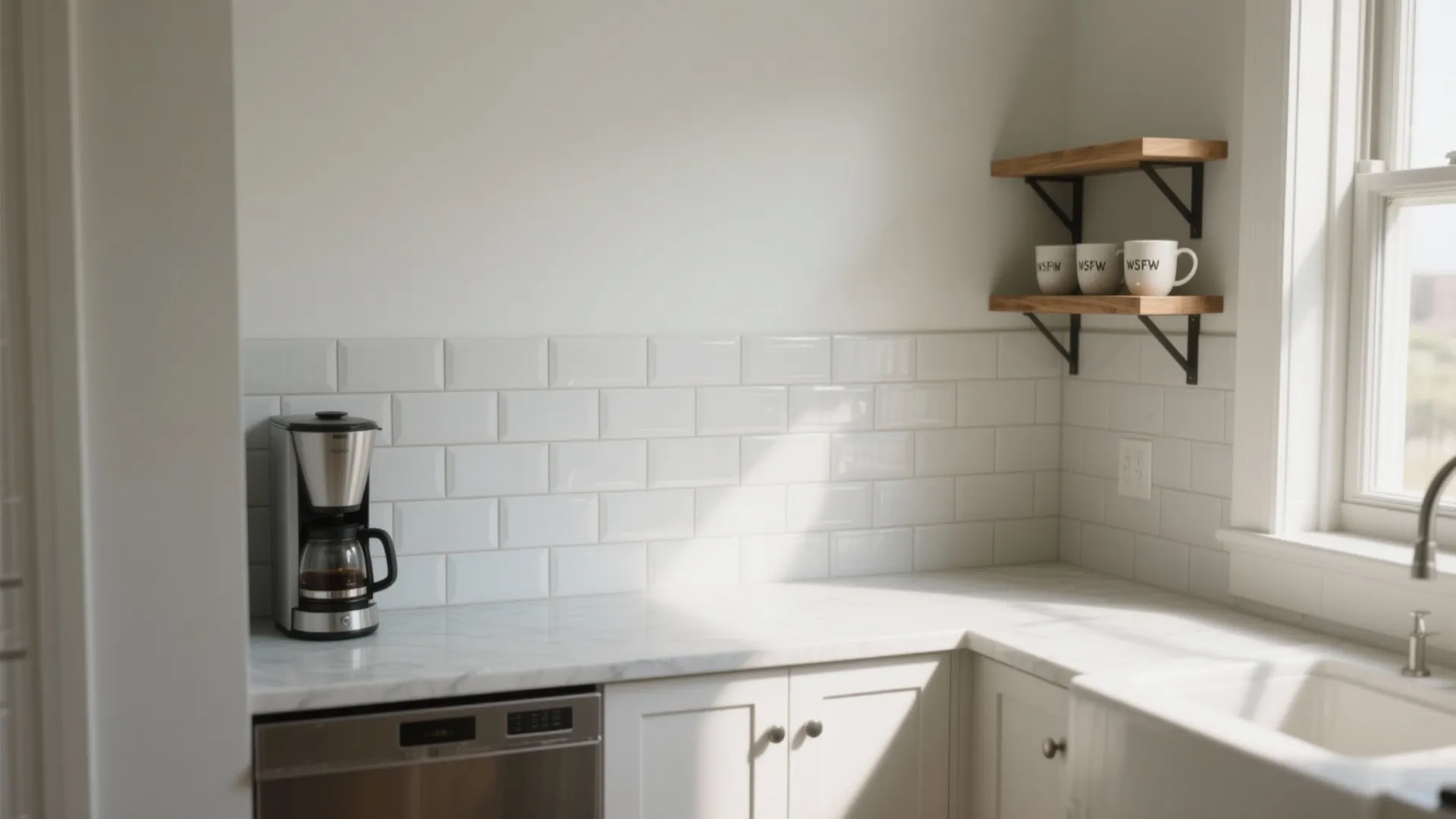 Tile-effect stencil for splash zones and rentals