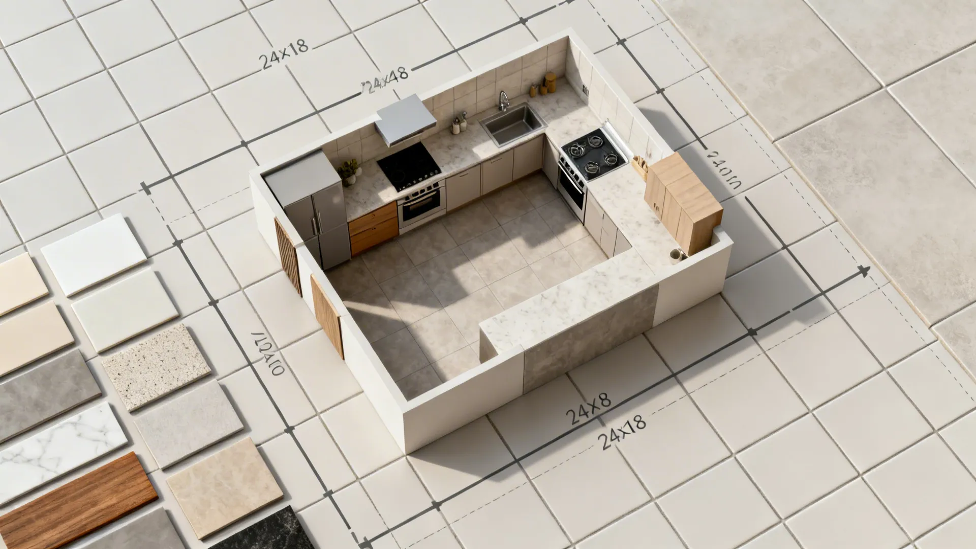 Large-format porcelain to visually expand space