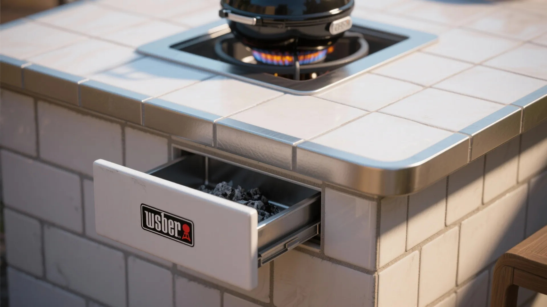 4. Tile top with heat-resistant insert and ash access