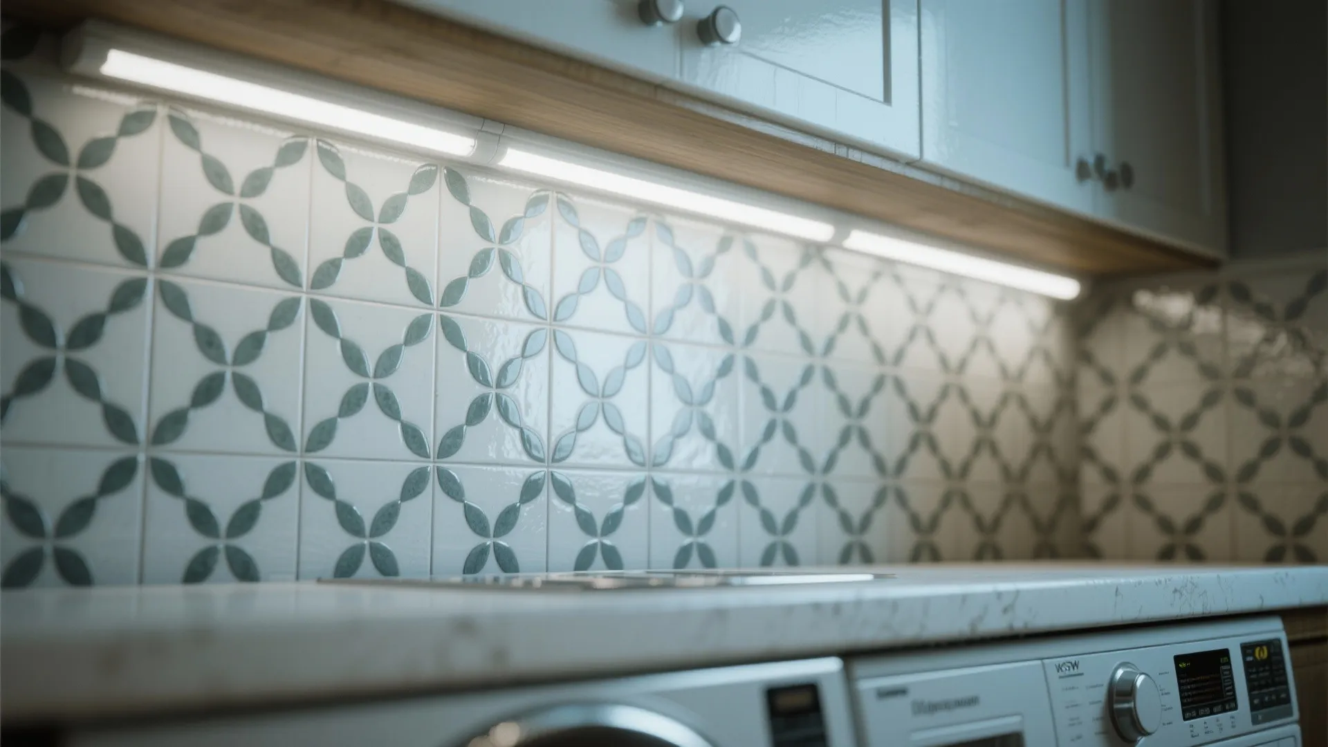 3. Create a stylish backdrop with tiles and lighting