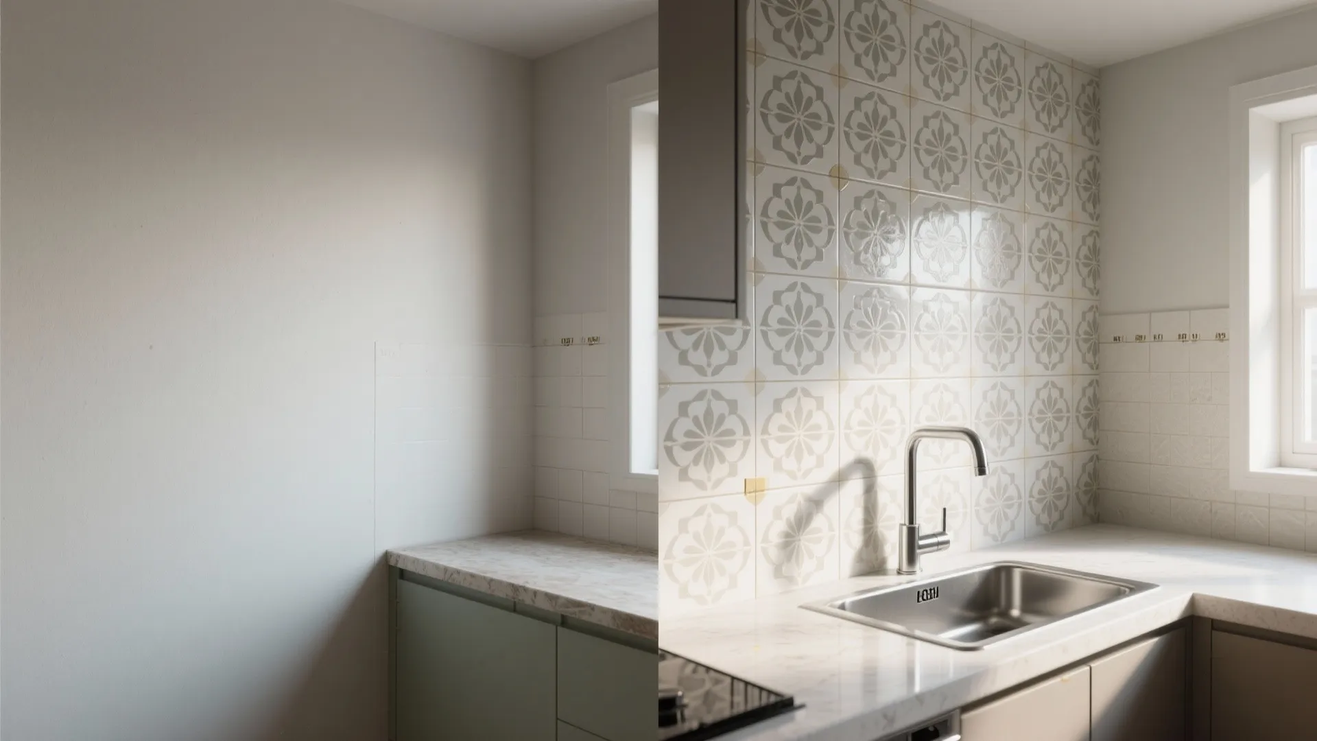 4. Tile-Look Stencils for Kitchens and Bathrooms