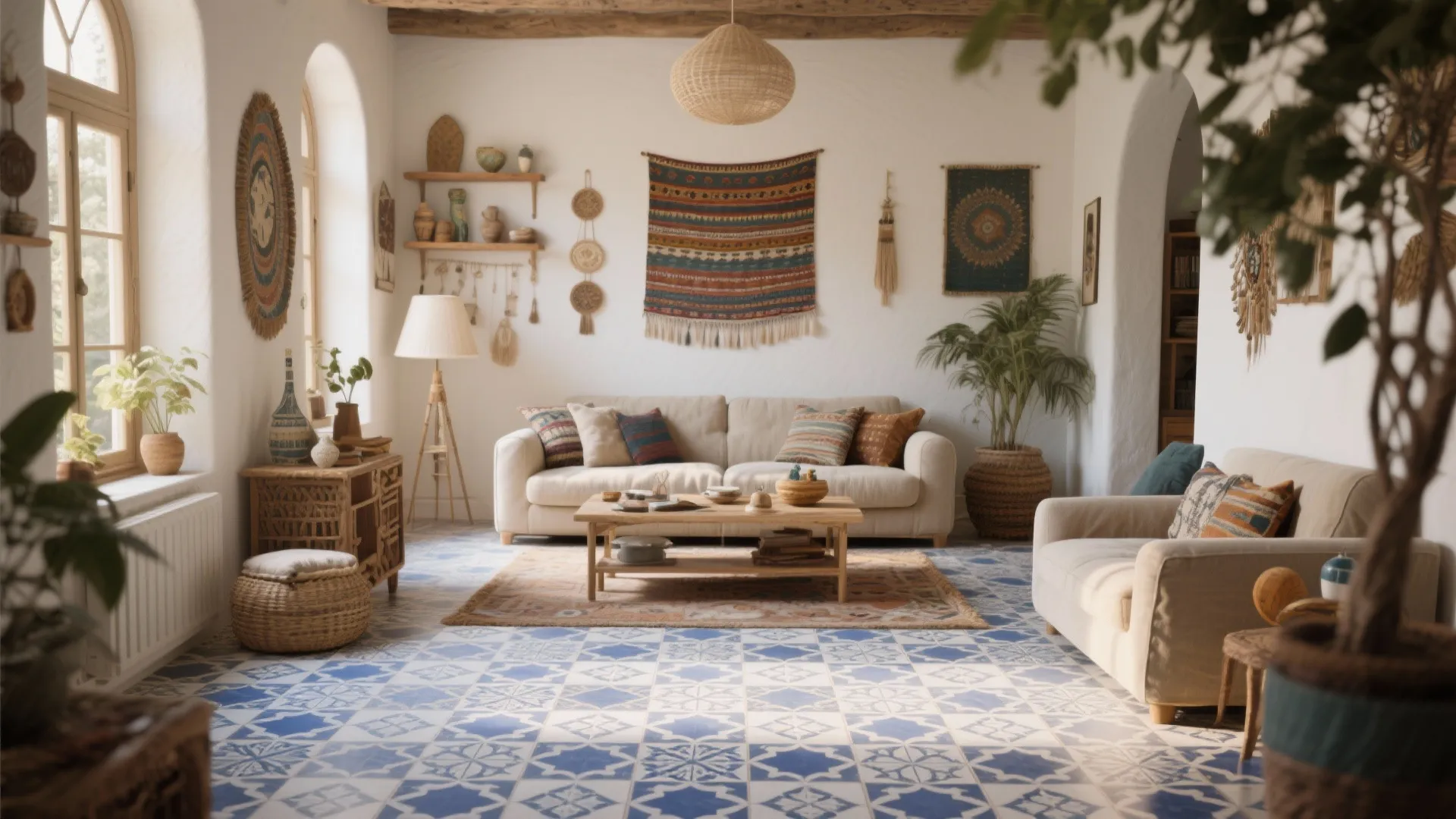 7. Vinyl with Tile-Look Finish