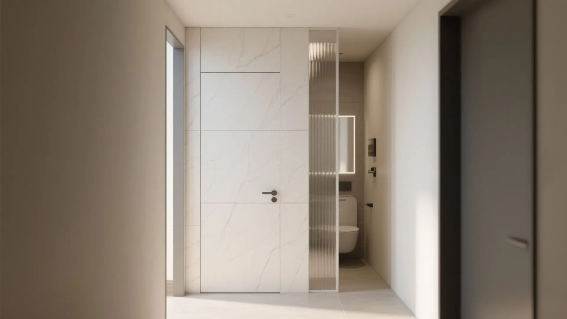 Flush Wall Door with Tile-Matched Panels