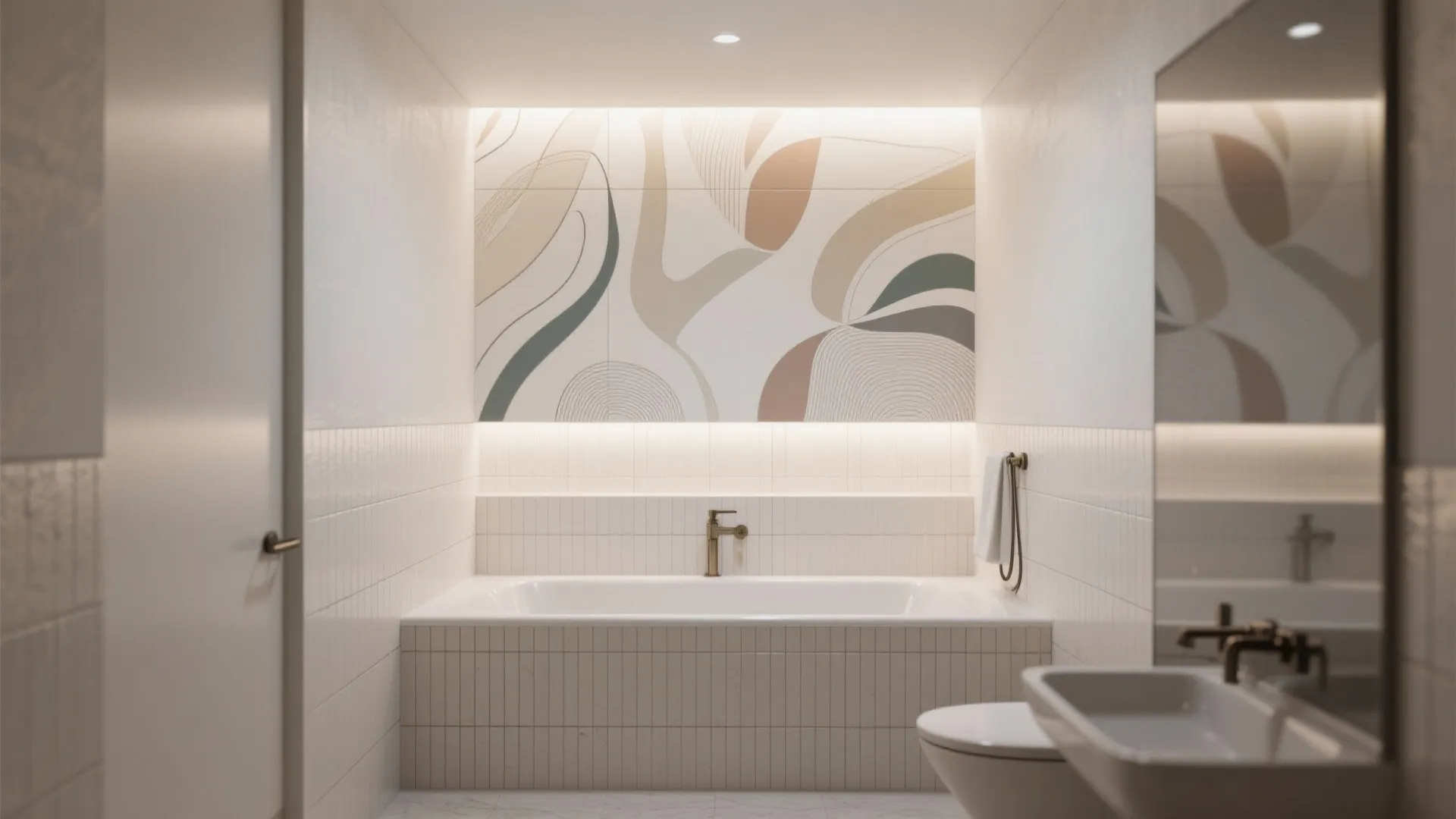 5. Integrated Tile Mural with Abstract Motifs