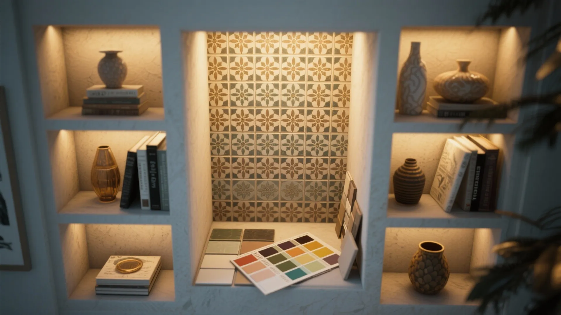 5. Tile Insets and Shelving