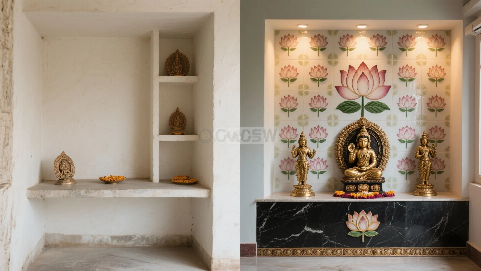 Traditional Tile Backdrop and Granite Plinth
