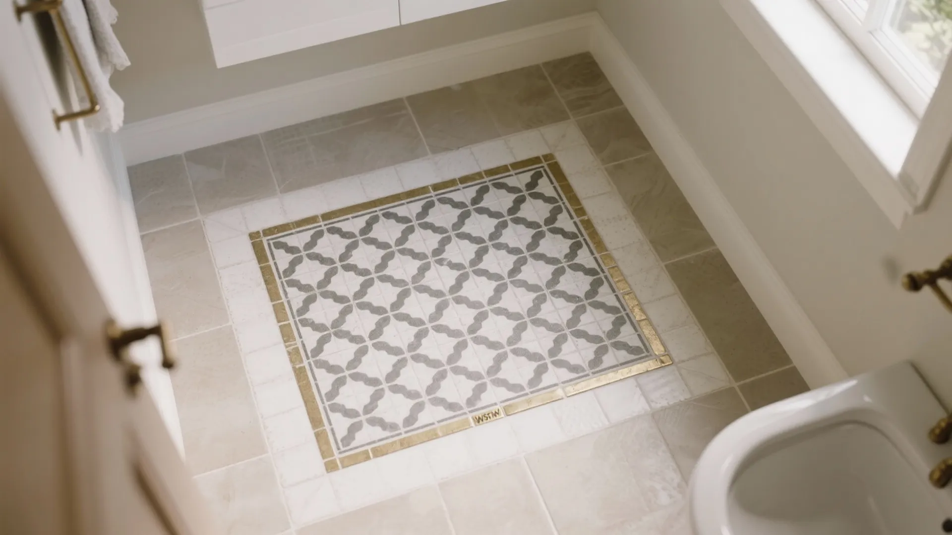 Tile Rug Border to Zone the Bathroom