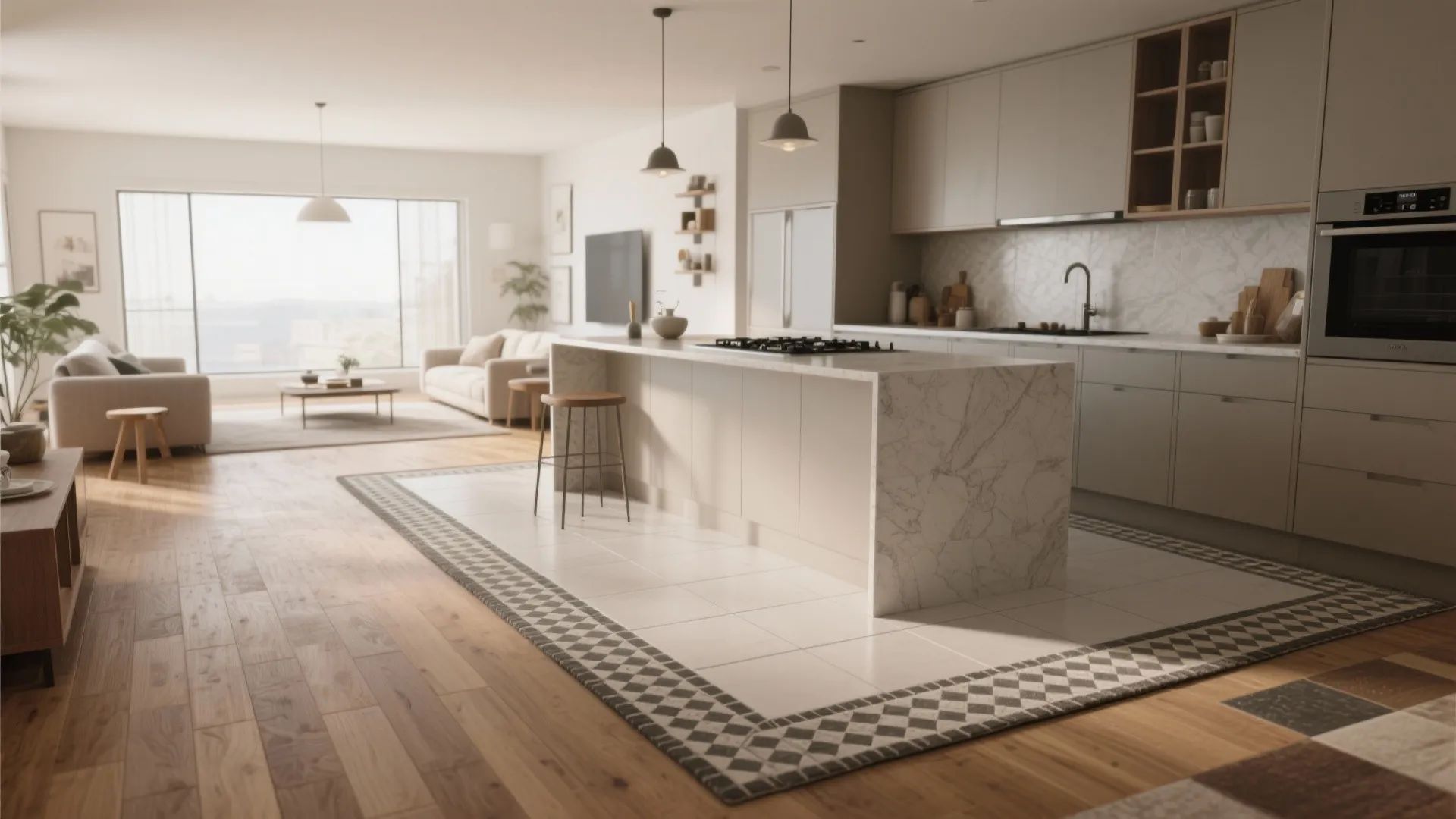 4. Two-tone border or rug effect for defined zones