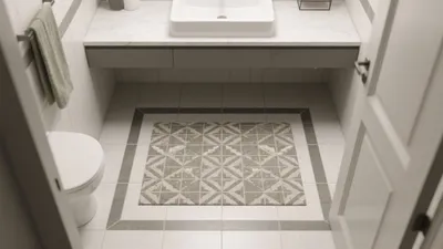 Modern Bathroom Design with Geometric Tile Accent