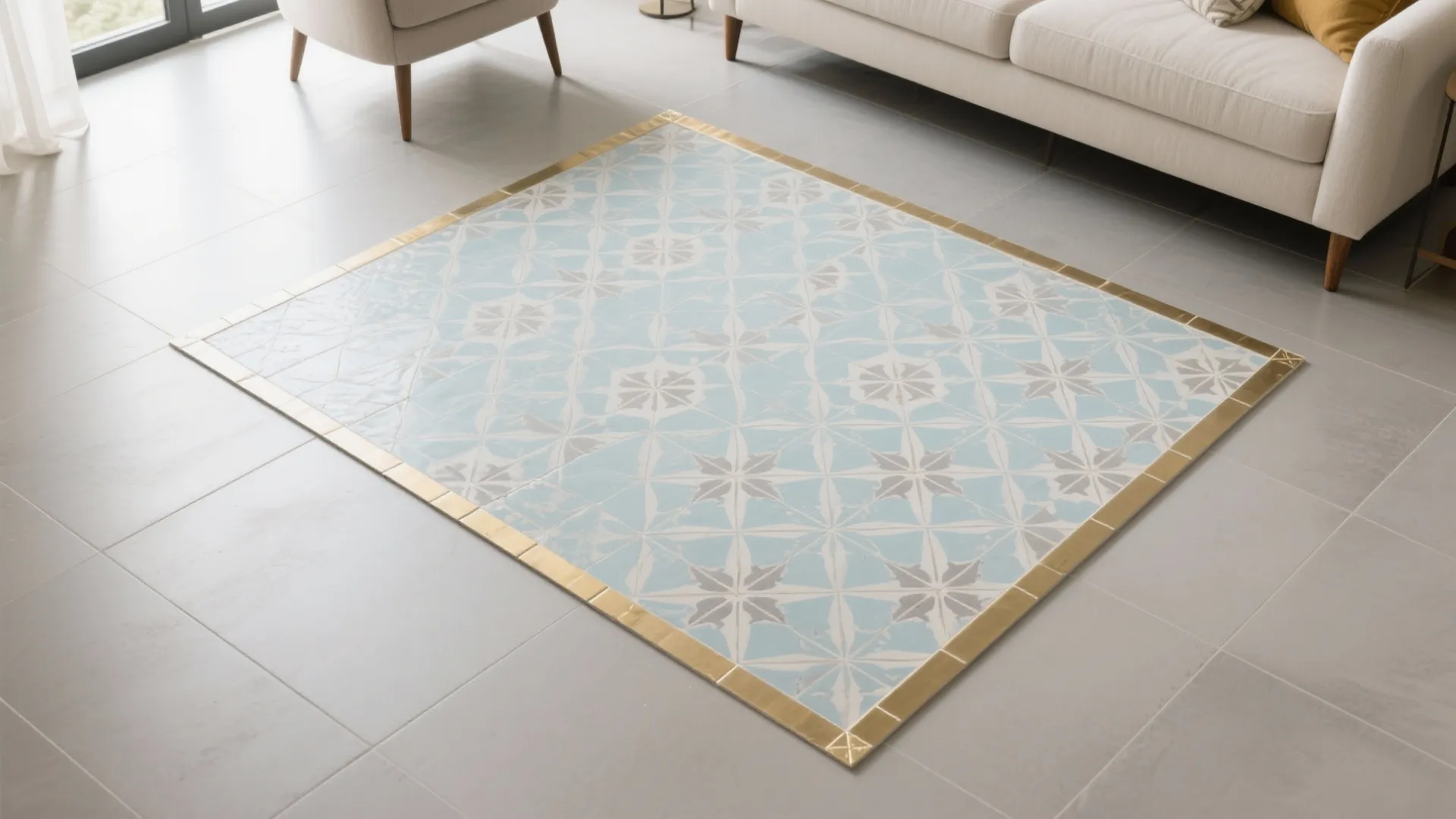 Patterned “Tile Rug” Zones that Define Space