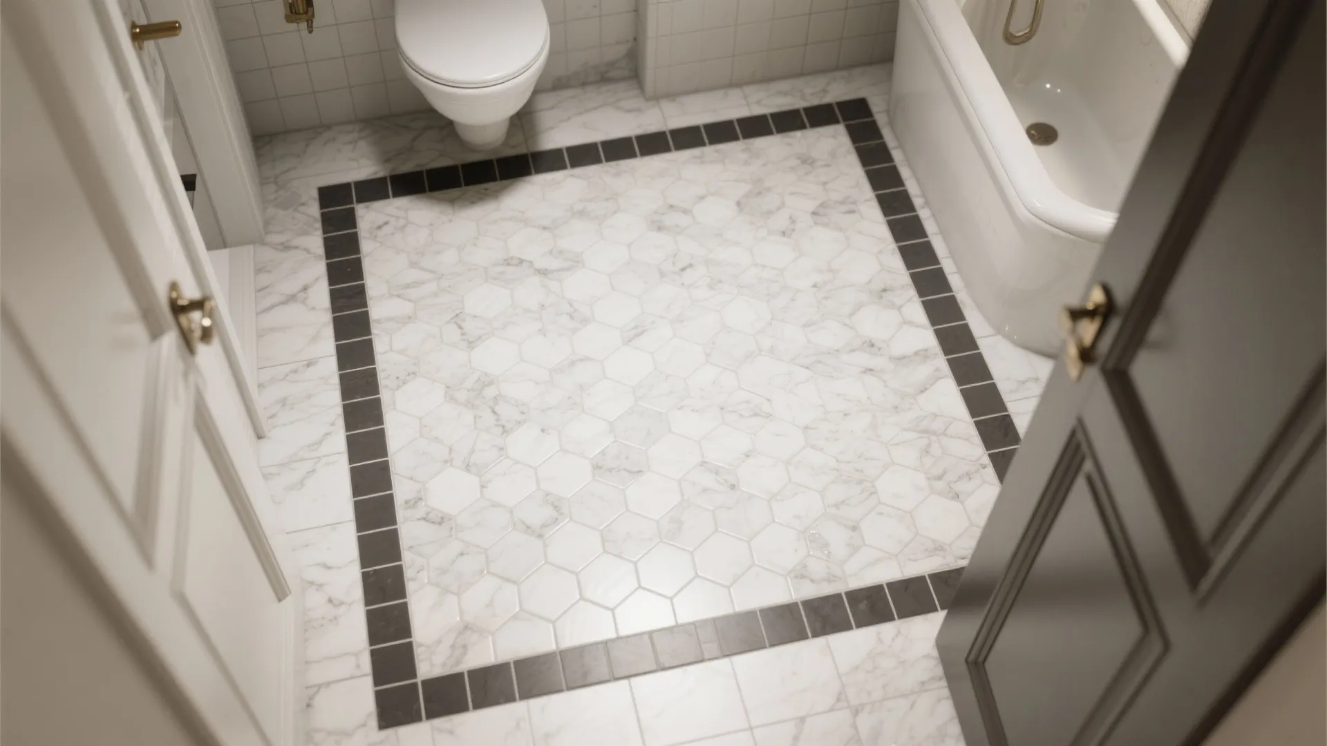 Tile Rug on the Floor with Border Highlight