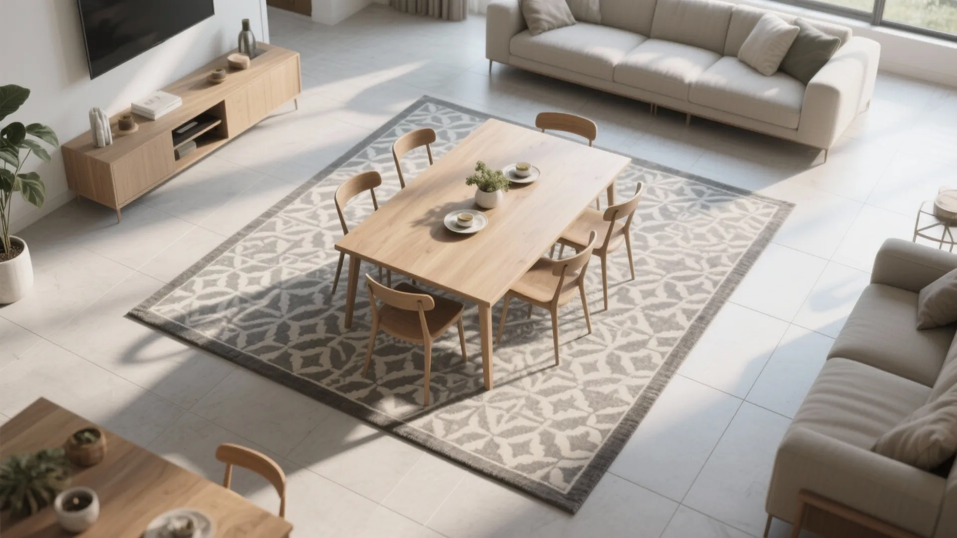 Patterned “Tile Rug” to Zone Open-Plan Spaces