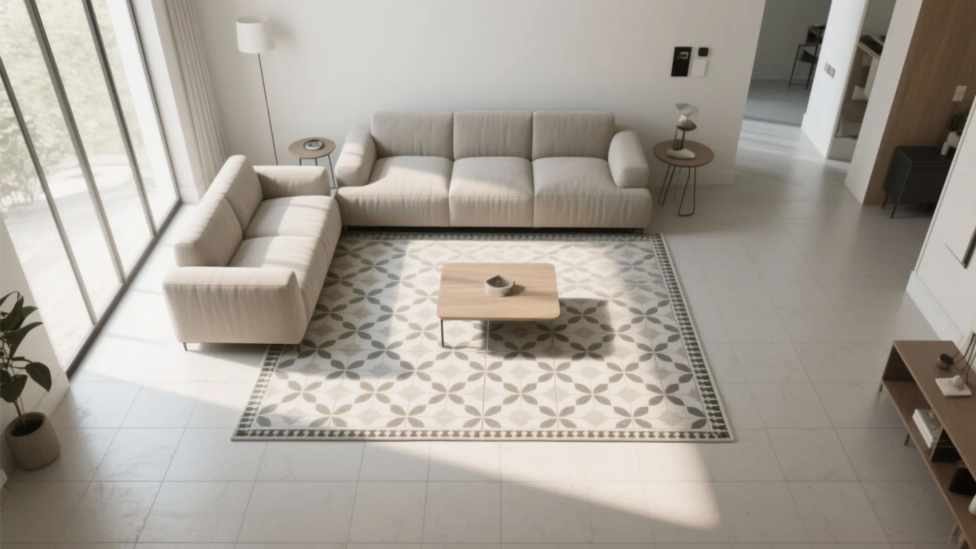 “Tile Rug” Zoning with Patterned Porcelain