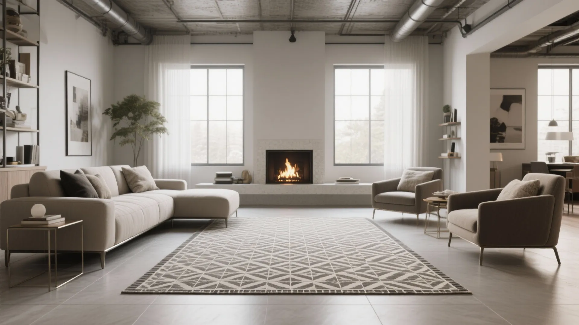 Patterned “Tile Rugs” to Zone Open Plans
