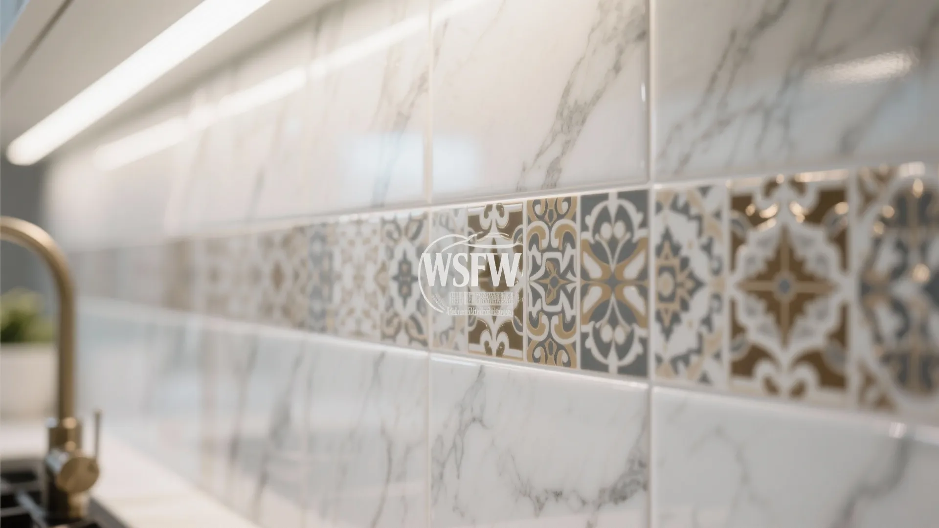 Decorative tile stickers creating a stylish backsplash