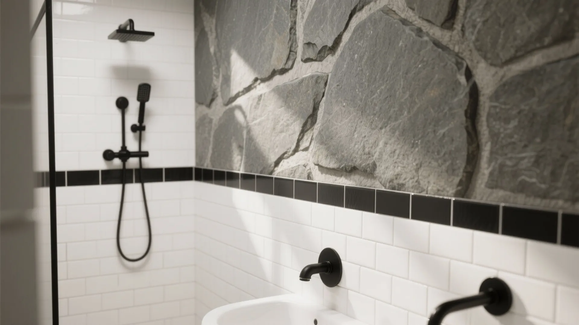 5. Mixed Materials: Tile and Large Format Stone