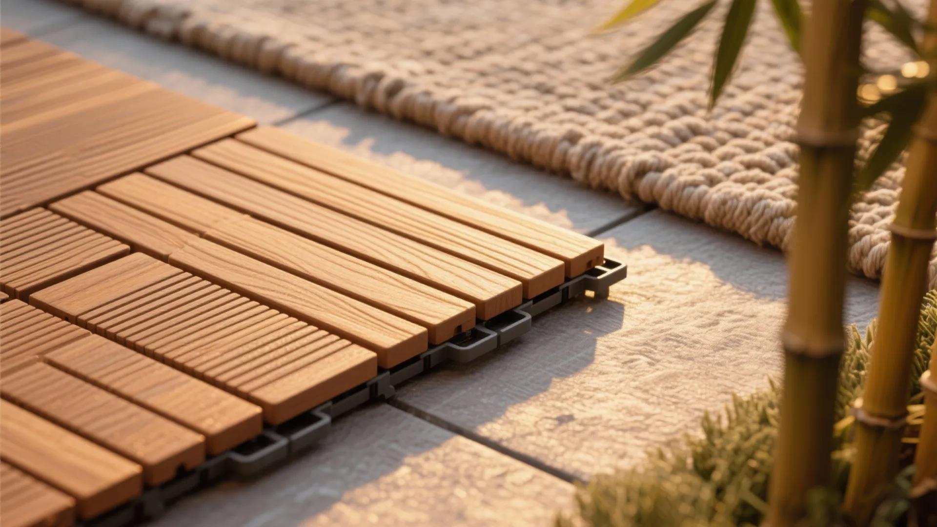 Textured Surfaces: Deck Tiles, Rugs, and Railing Screens
