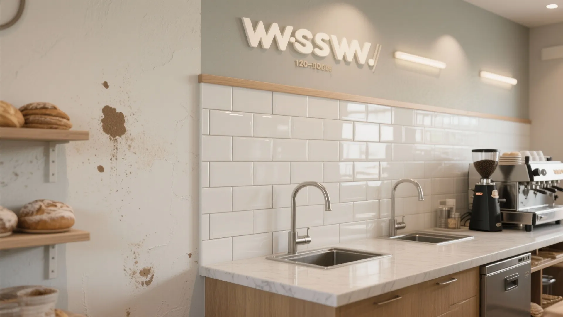 Glazed Tile Wainscot Where the Mess Happens