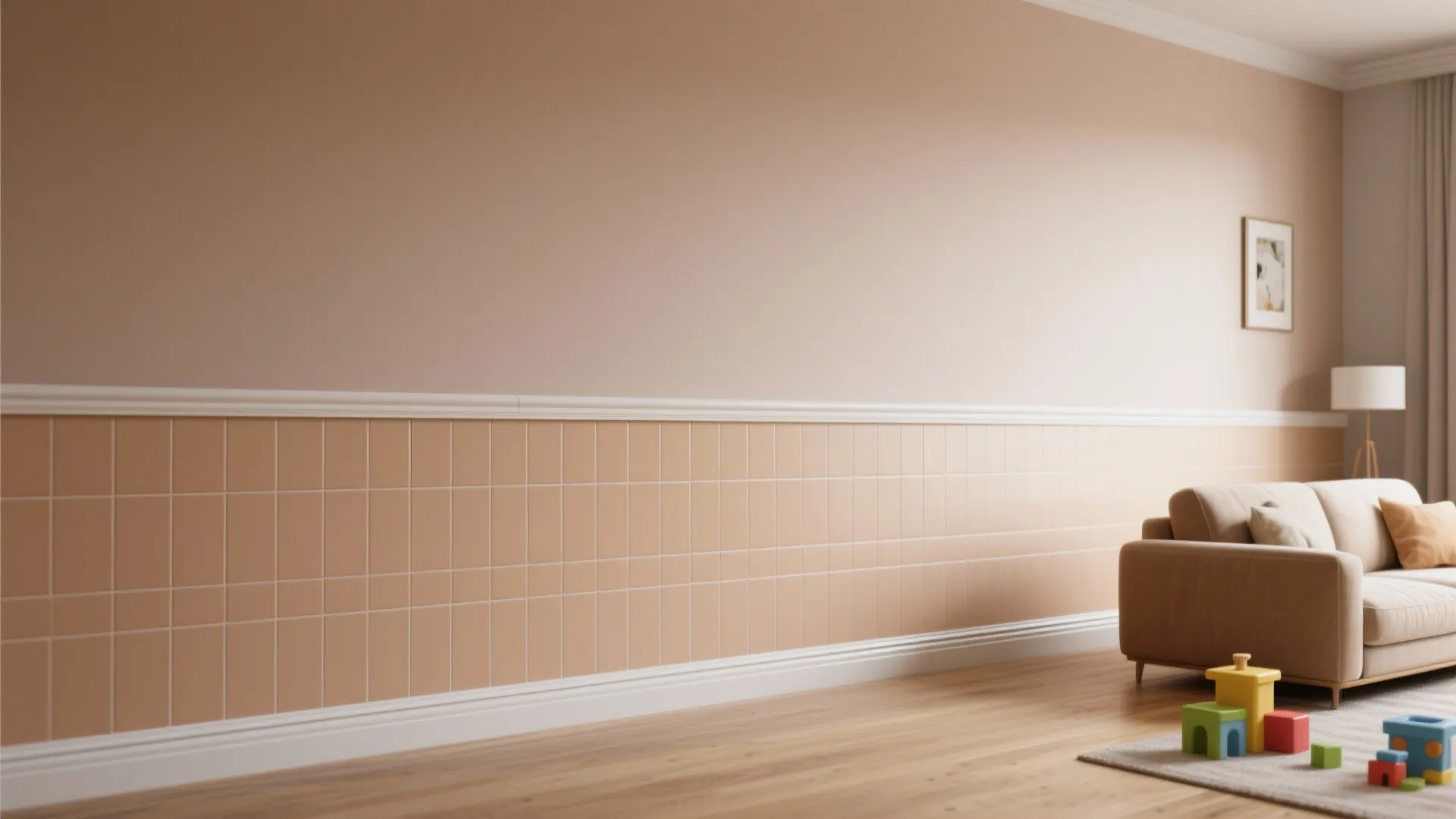 5. Mix of Painted Wall and Tile Wainscot