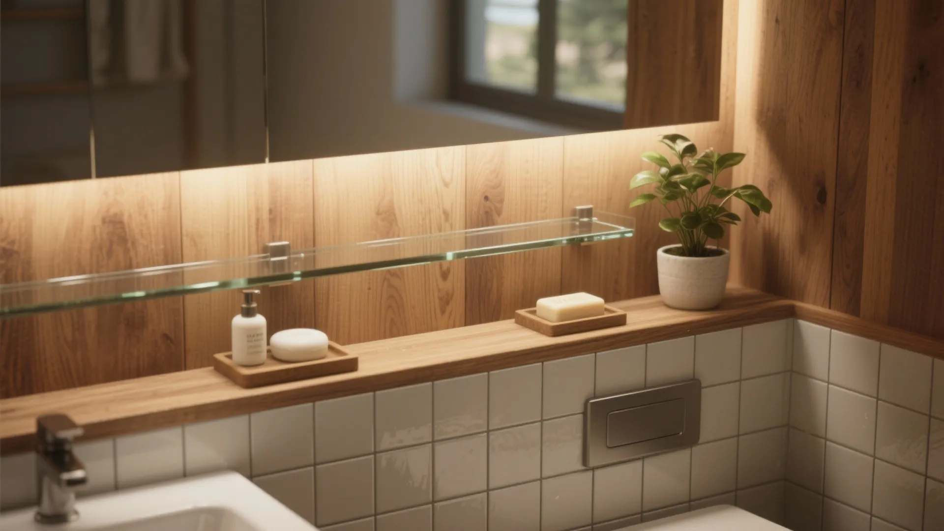 5. Tile + Wood or Tile + Shelf Combo for Warmth