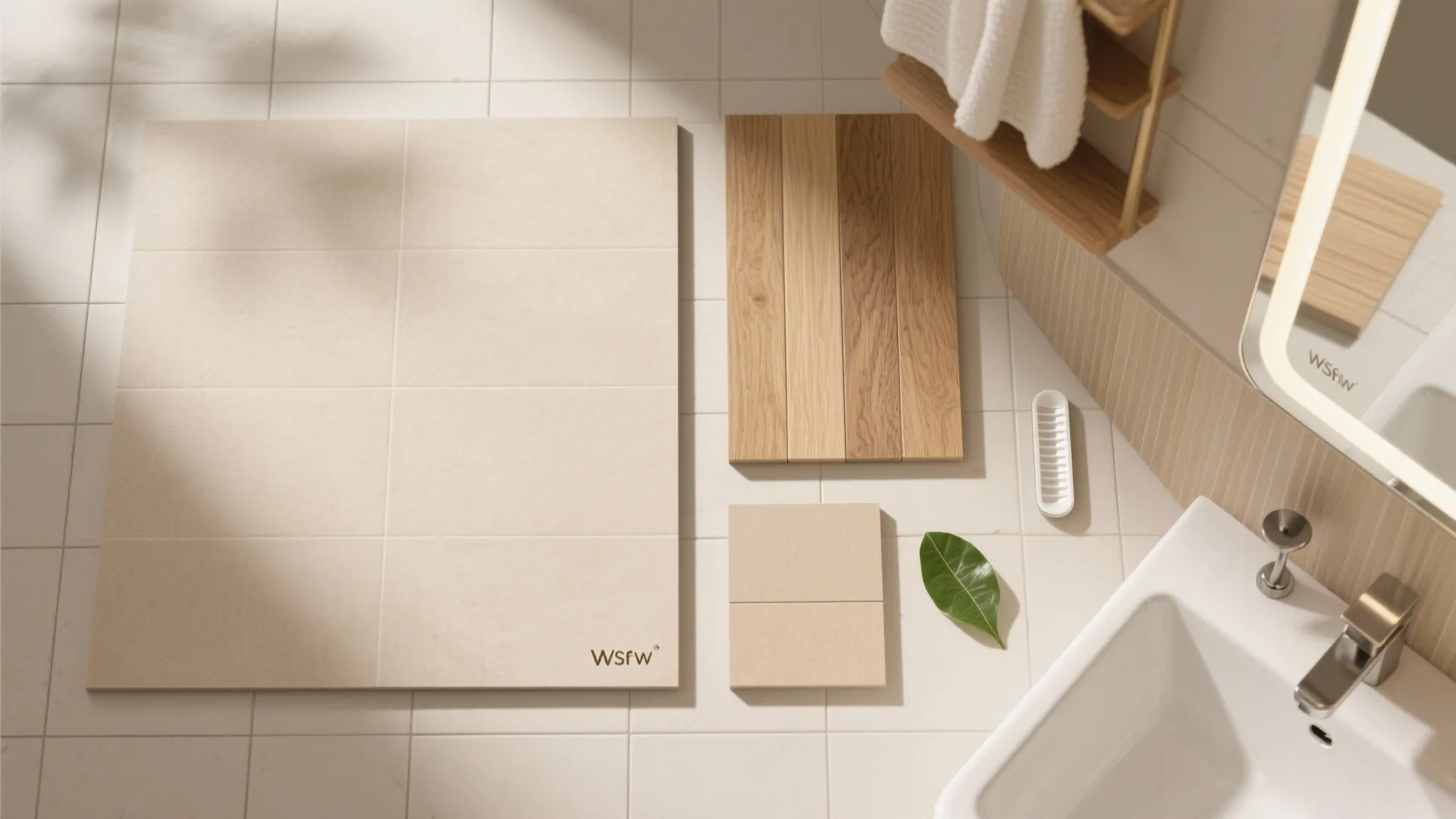 4) Light, tile, and texture: airy neutrals + warm wood accents