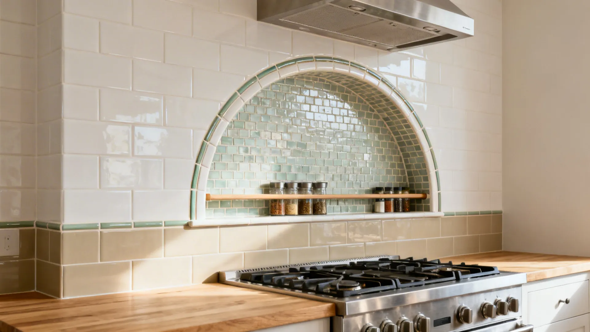 Tiled Arch Backsplash as a Focal Niche