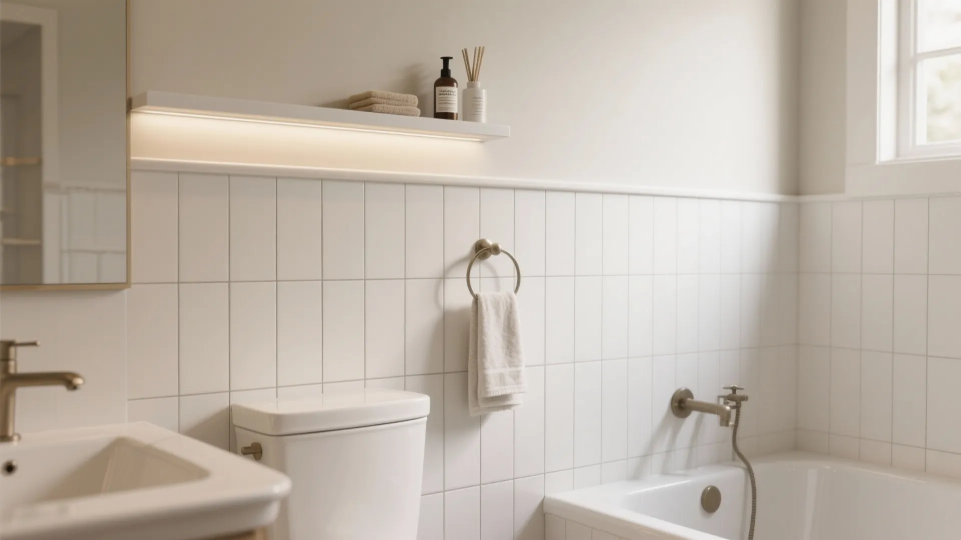 Floating Tiled Ledge Above the Wainscot