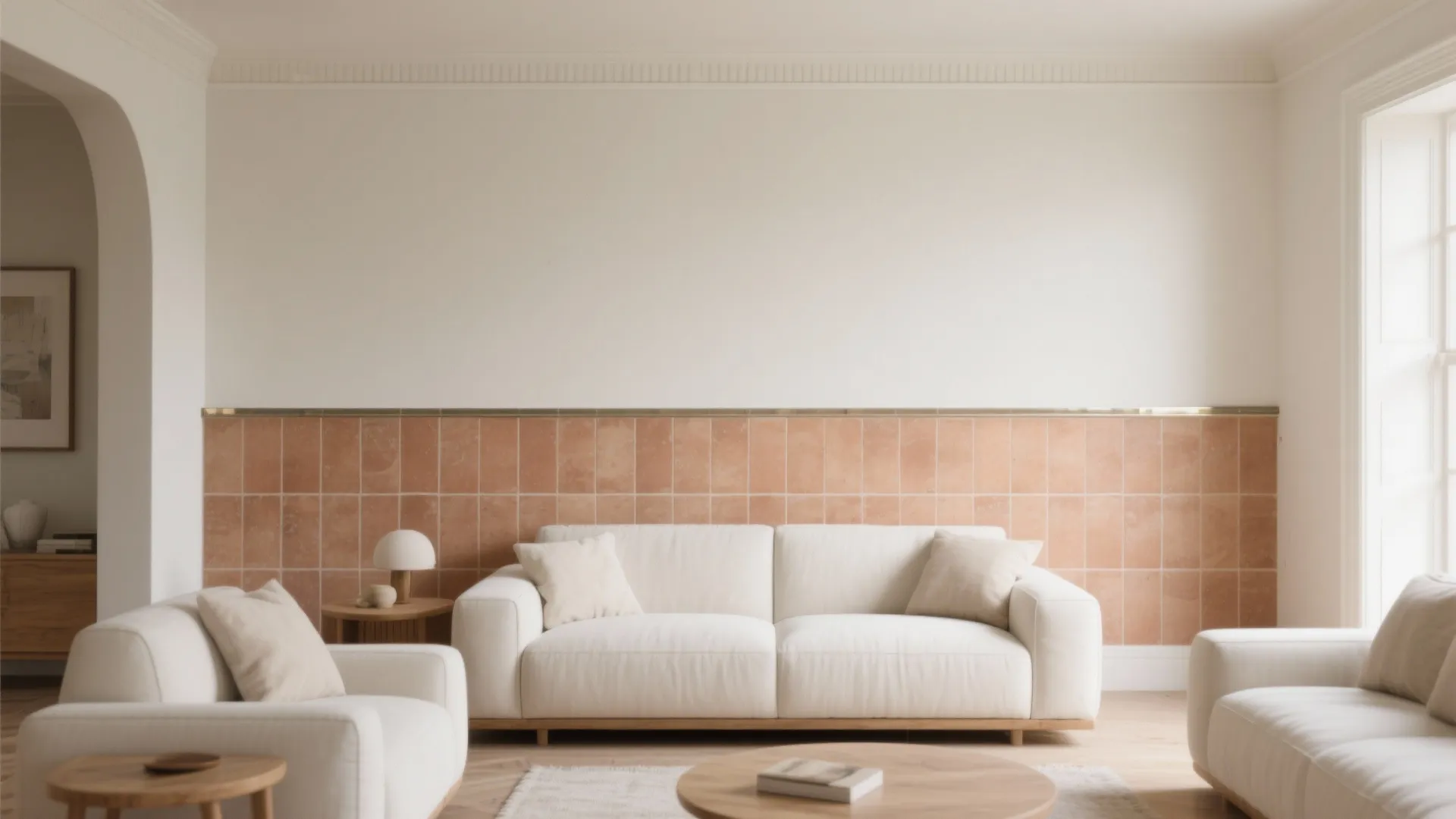 Half-Height Tiled Wainscot with Paint or Plaster Above